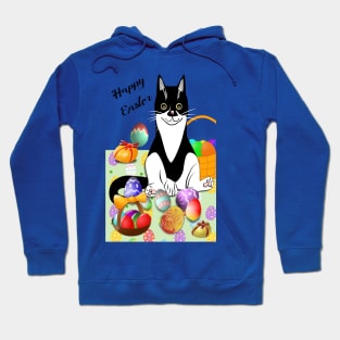 Cute Tuxedo Cat Happy Easter Copyright TeAnne Hoodie